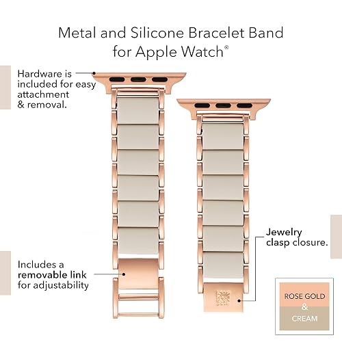 Anne Klein - Pulsera de goma para Apple Watch, segura, ajustable, correa de repuesto para Apple Watch, se adapta a la mayoría de muñecas
