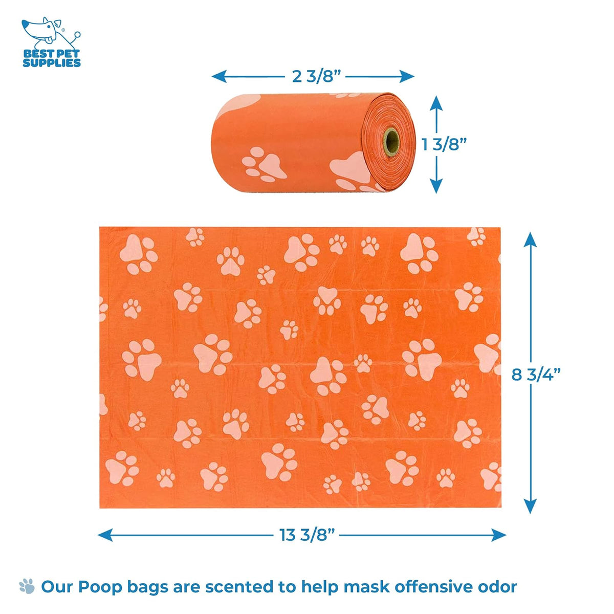 Best Pet Supplies Soporte para bolsa de excrementos de perro, dispensador reutilizable para viajes, caminar, parque y uso al aire libre, duradero con clip, color naranja, (paquete de 2) DS02-2ORW (30 bolsas)