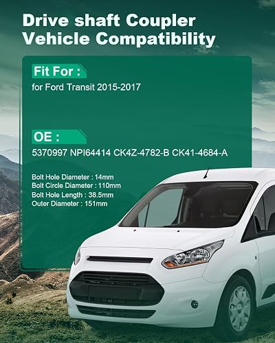 SCITOO Acoplador de Eje de Transmisión Flexible Compatible con Ford Transit 2015-2017, Reemplaza OE# 5370997 NPI64414 CK4Z-4782-B CK41-4684-A