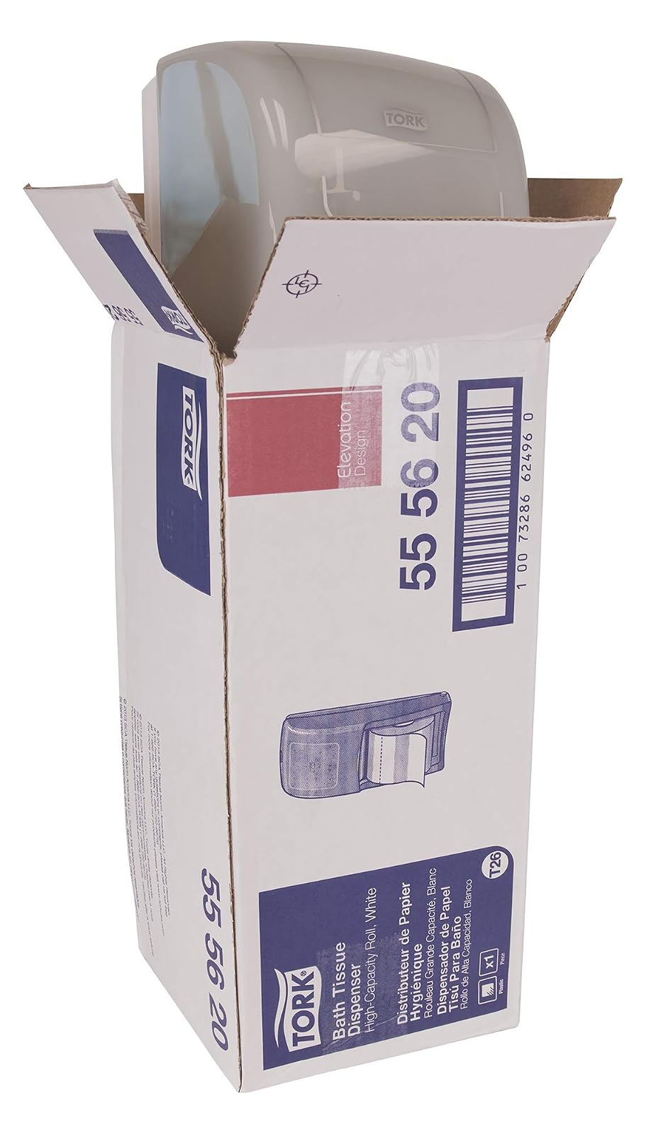 Tork 555620 - Dispensador de Rollo de Papel higiénico Doble T26, Alta Capacidad, Rango de elevación, 6.5 x 6.3 x 14.2 Pulgadas