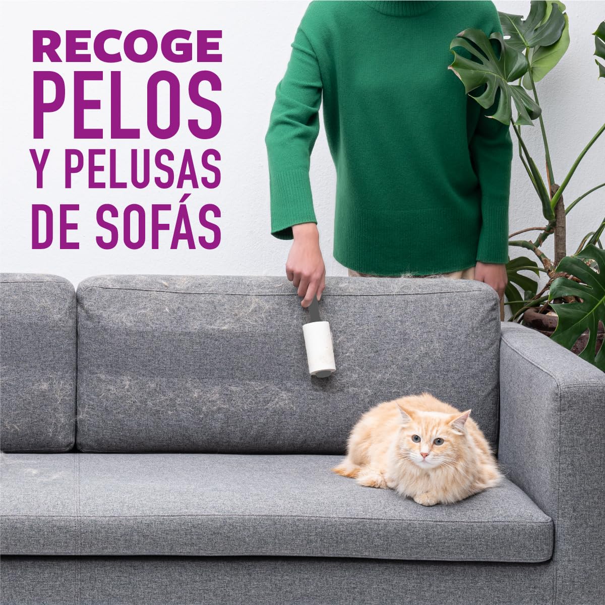 Scotch-Brite 3M Rodillo Quita Pelusa Multisuperficie 1 Pieza con 48 Hojas | Elimina pelos y pelusas, 50% más adhesivo, Ideal para ropa y muebles, Mango ergonómico, Fácil de usar