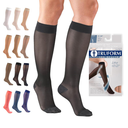 Truform Medias de Compresión 15-20 mmHg, Largo Hasta la Rodilla - 3X-Large (1 Pair) - Carbón vegetal