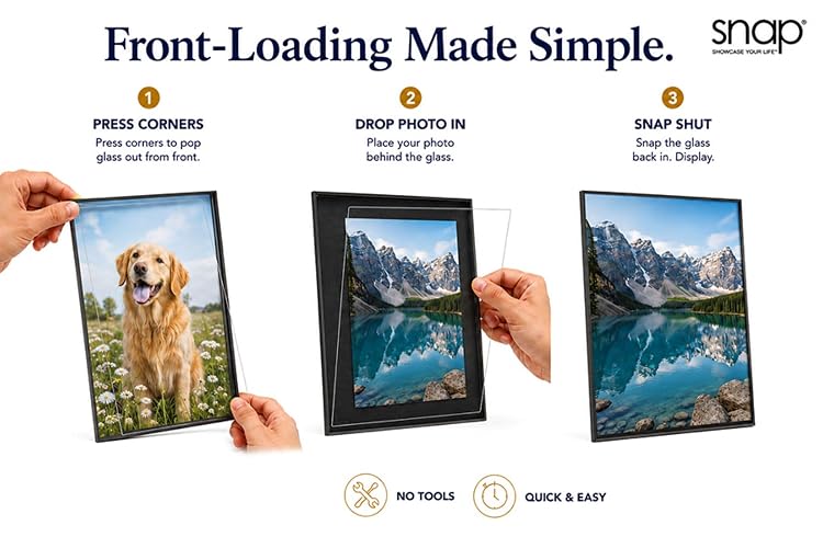 Snap 02P991C Front Loading Narrow Photo Frame for Wall or Tabletop Display, 4" x 6", Set of 12