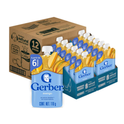 Papilla Gerber Pouch Mango Etapa 4 110g Paquete de 12