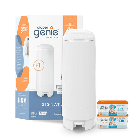 Set de regalo Diaper Genie Signature | Incluye 2 recambios Easy Roll para un total de 48 bolsas