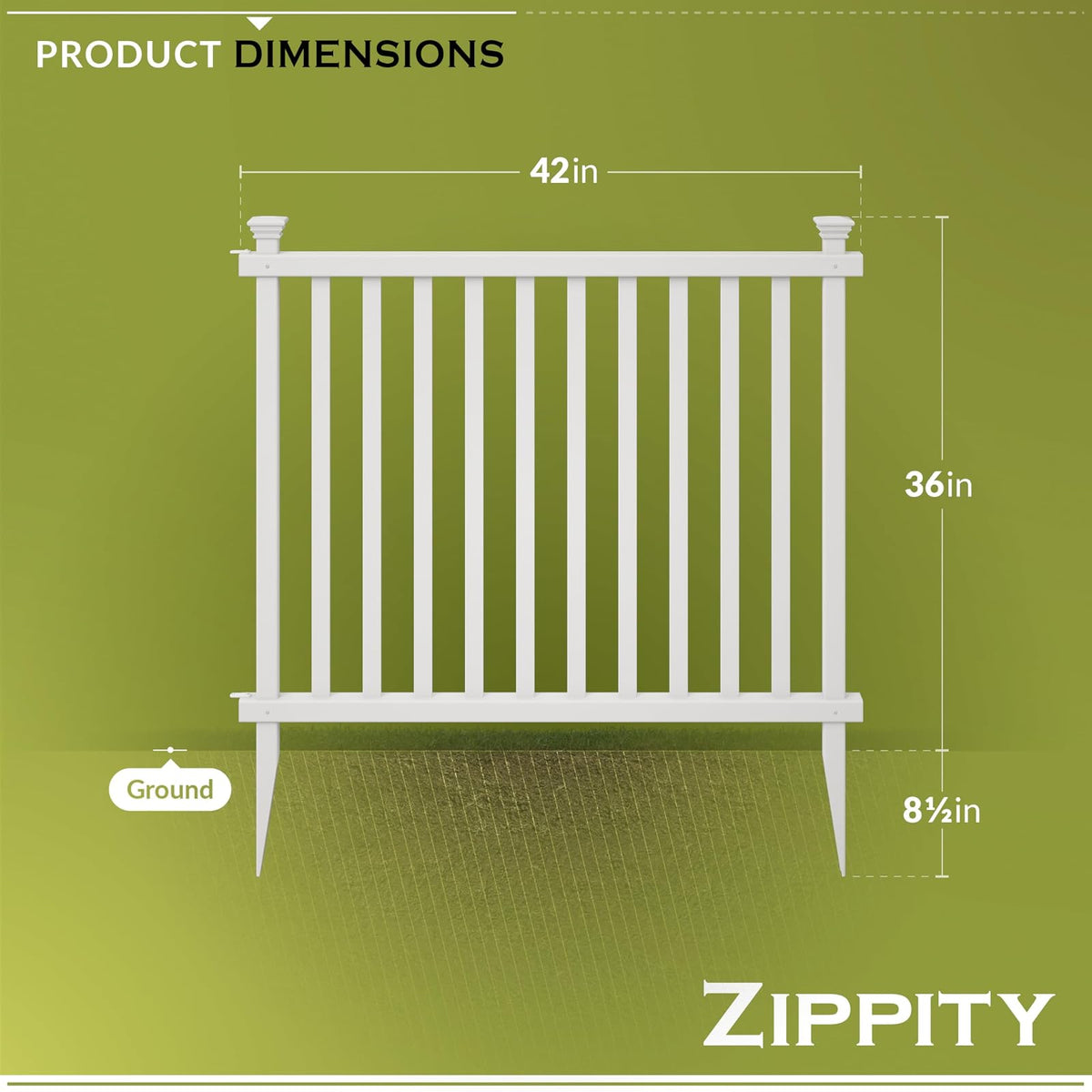 Zippity Outdoor Products ZP19037 No Dig Baskenridge - Valla de vinilo semipermanente, color blanco (36 pulgadas de alto x 42 pulgadas de ancho), paquete de 2