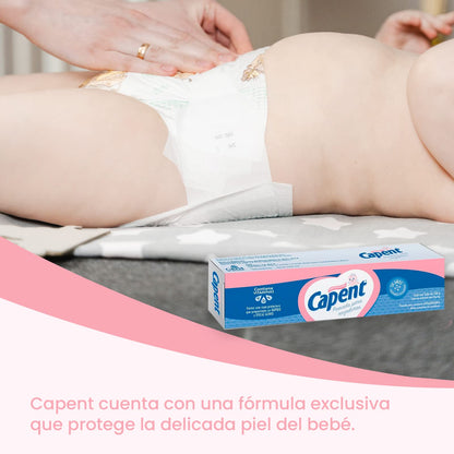 Capent - Pomada Rozaduras Bebé 25% Óxido de Zinc, Alivia y Previene, 150 g | Vitaminas A, D y E, Capa Protectora Rápido Alivio, Hipoalergénica, Dermatológicamente Probada, Tapa Flip Top Práctica