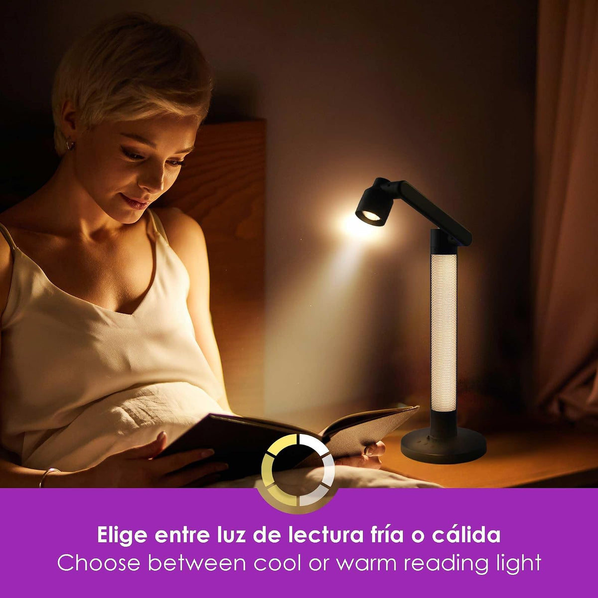 Lloyd's Lámpara Escritorio WiFi RGB control por App y Voz, Brazo Ajustable | Luz blanca fría y cálida, sincroniza al ritmo de la música, 250 lm, compatible con asistentes virtuales