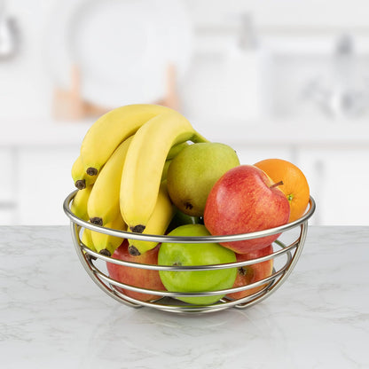 Spectrum Euro Wire - Cesta de frutas para almacenamiento de encimera de cocina, resistente alambre de metal de acero para frutas decorativas para productos frescos, verduras, pan y aperitivos, diseño