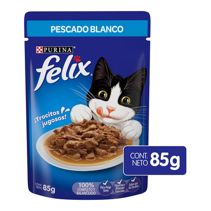Purina Felix Adulto Todos los Tamaños Sabor Pescado Blanco 24pack de 85g