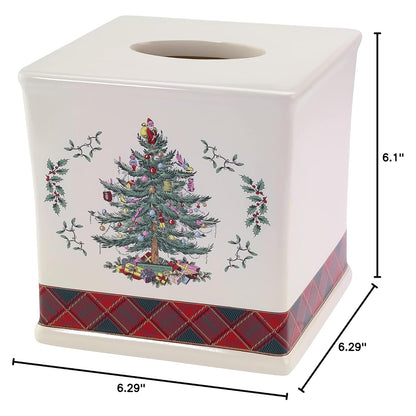 Spode - Funda de Caja de pañuelos, Accesorios de baño de Resina, decoración de baño de día Festivo (colección de tartán para árbol de Navidad)