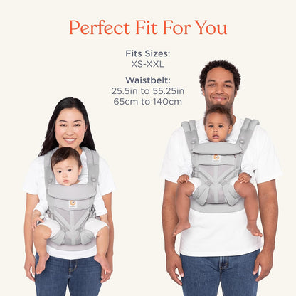 SNUNGPHIR Ergobaby Omni 360 All-Position Baby Carrier for Newborn to Toddler with Lumbar Support (7-45 Pounds), Pearl Grey