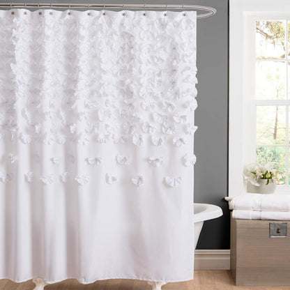 Lush Decor Lucia Shower Curtain, 72 by 72-Inch, White - blanco