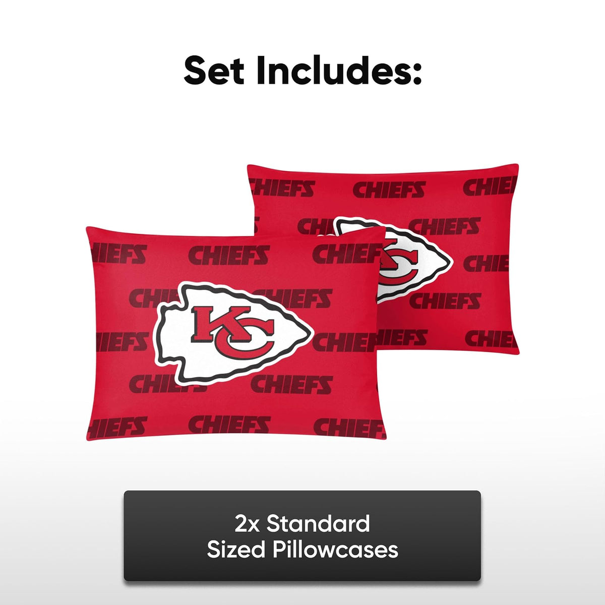Foco NFL - Juego de 2 Fundas de Almohada estándar con Logotipo Grande del Equipo