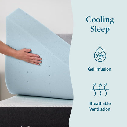 Lucid - Colchoneta de Memory Foam con Gel Refrescante - Sobrecolchón Ventilado de 10 cm - Topper Suave y Acolchado para Colchón - Alivia Puntos de Presión - Individual Extra Largo