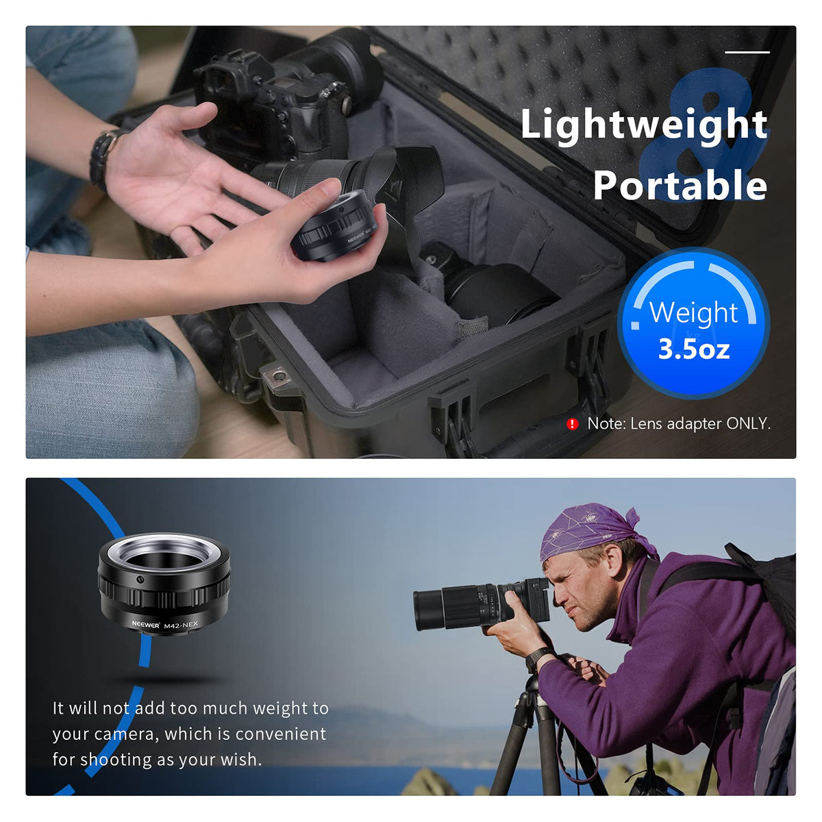 NEEWER Lens Mount Adapter for M42 Lens to Sony NEX E-Mount Camera,Fits Sony A7 A7S/A7SII A7R/A7RII A7II A3000 A6000 A6300 NEX-3 NEX-3C NEX-5 NEX-5C NEX-5N NEX-5R NEX-6 NEX-7 NEX-VG10/20