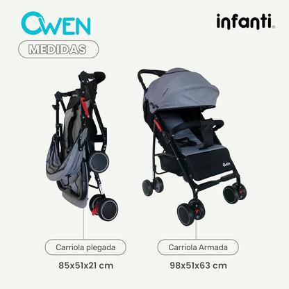INFANTI | Carriola para Bebe OWEN | Carreola con Portabebé - Con Barra de Seguridad Desmontable | Desde 6 Meses hasta 15 kg | Color Rosa