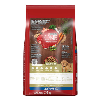 Purina One Cachorro Todos los Tamaños Sabor Pollo y Carne 2Kg