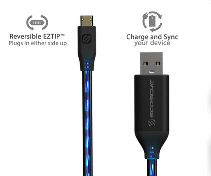 SCOSCHE EZFLOA Strikeline FLO Charge & Sync Streaming Light Cable for ALL micro-USB Devices 3-ft. Black