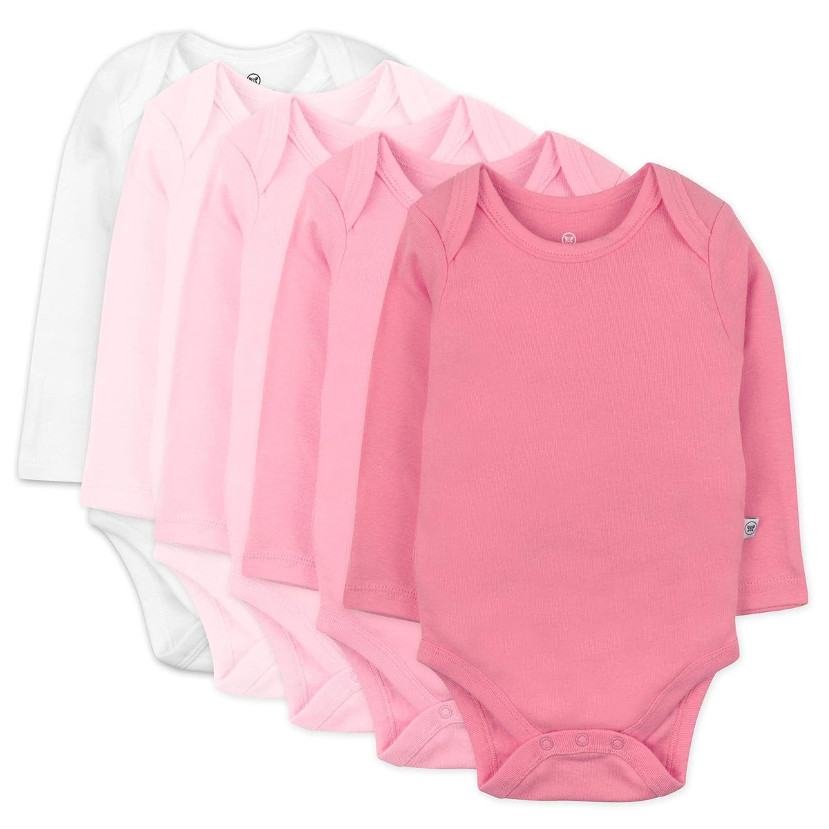 HonestBaby Paquete de 5 Bodies de Manga Larga, 100% Algodón Orgánico - Paquete de 5, rosa degradado - 0-3 Meses