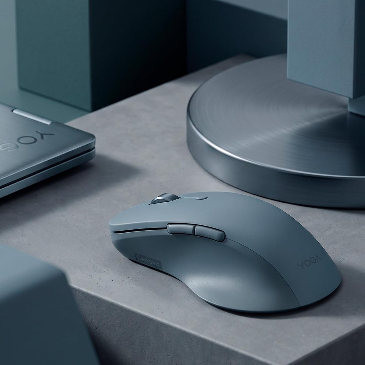 Lenovo Mouse Yoga Pro Azul | Ergonómico | Bluetooth 5.0 | DPI (tres niveles) y ajustable mediante software hasta 4000, Botones laterales y superiores programables para personalizar