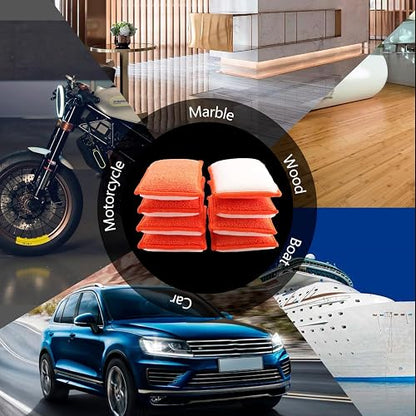 SPTA - Esponja de Limpieza Interior de Automóvil, 8 Unidades, aplicador de Cera de Microfibra para Automóvil, Barco, Madera, mármol y Motocicleta, 6 x 3.3 x 0.8 Pulgadas, Naranja