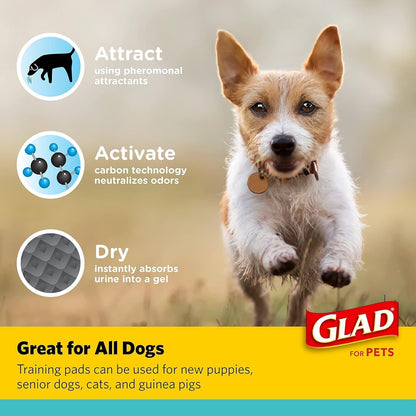 Glad for Pets - Almohadillas para Orejas de Entrenamiento de carbón Activado para Perros, tamaño pequeño, 17.5 x 23.5 Pulgadas, absorbentes de Olor, Almohadillas para Orejas de orina para Perros
