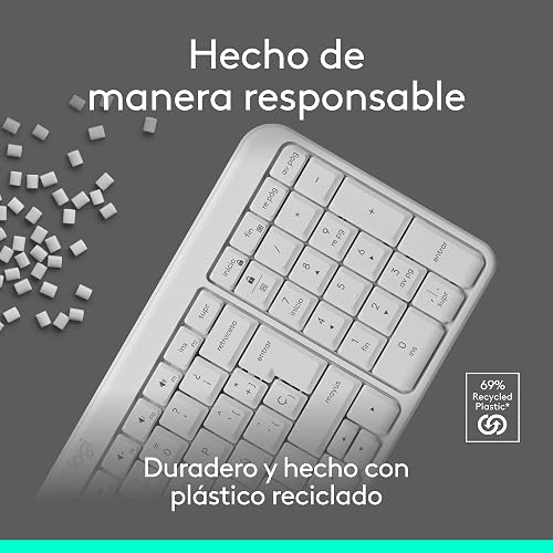 Logitech K250 Teclado Compacto Bluetooth para Windows, ChromeOS ó iOS, Batería de 12 Meses - Color Blanco