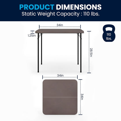 Flash Furniture Dunham - Mesa Cuadrada Plegable de plástico de 2.83 pies con asa de Transporte, Mesa de Banquete Doble Plegable para Eventos Interiores y Exteriores, Color Gris Oscuro