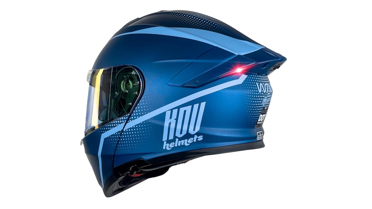 KOV Casco Waves Azul Thunder ABATIBLE para Moto Certificado Dot