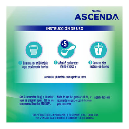 ASCENDA Suplemento Alimenticio Sabor Vainilla Lata de 900g