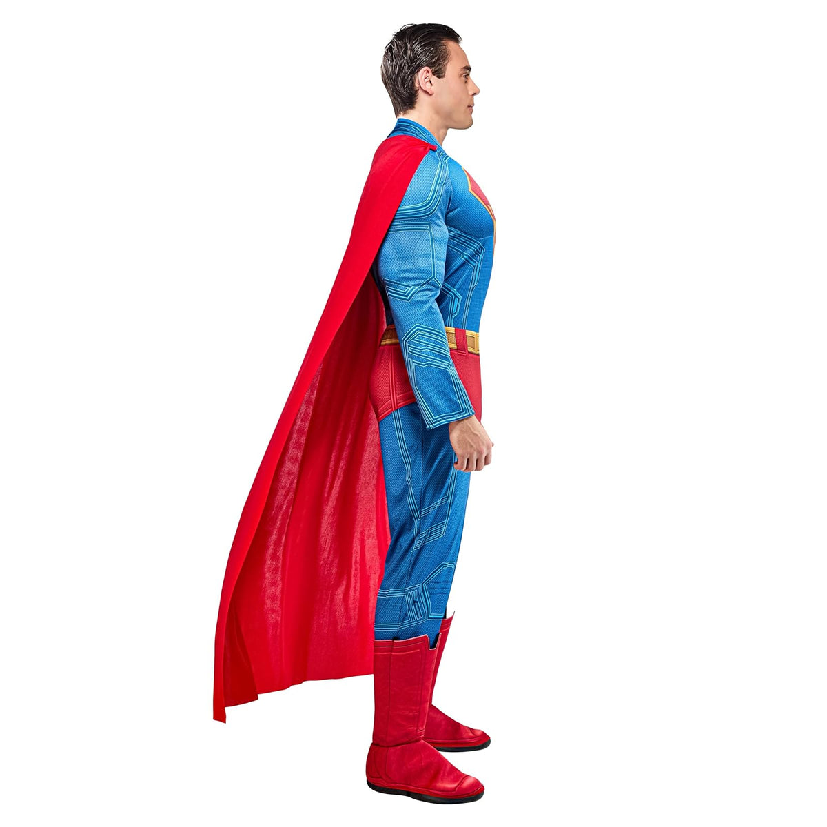 Rubies Superman - Disfraz de lujo para hombre, con fundas y capa, para Halloween y fiestas temáticas, talla L