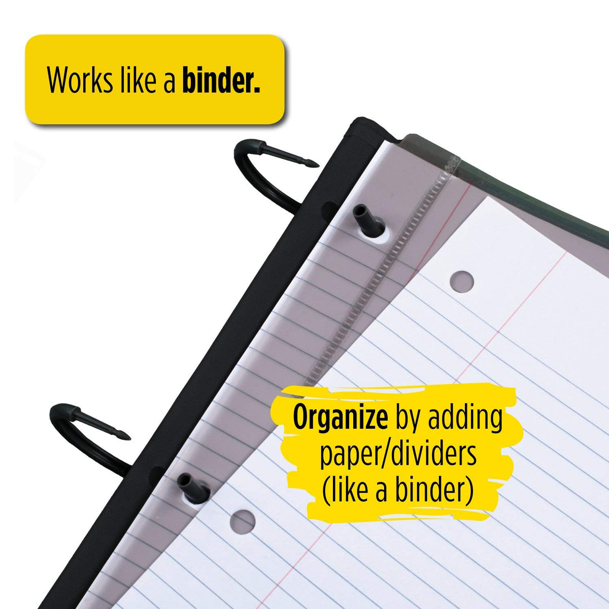 Five Star Flex Hybrid NoteBinder- Cuaderno y carpeta todo en uno, Negro, 11 1/2" x 10 3/4"
