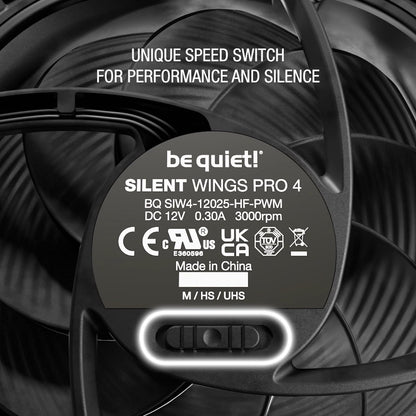 ¡Be quiet! Silent Wings Pro 4 120 mm PWM 3000 RPM Ventilador de refrigeración de bajo ruido premium | 4 pines | BL098