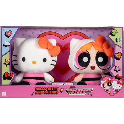 Hello Kitty and Friends x Powerpuff Girls, Peluche de 8 Pulgadas - Hello Kitty and Blossom