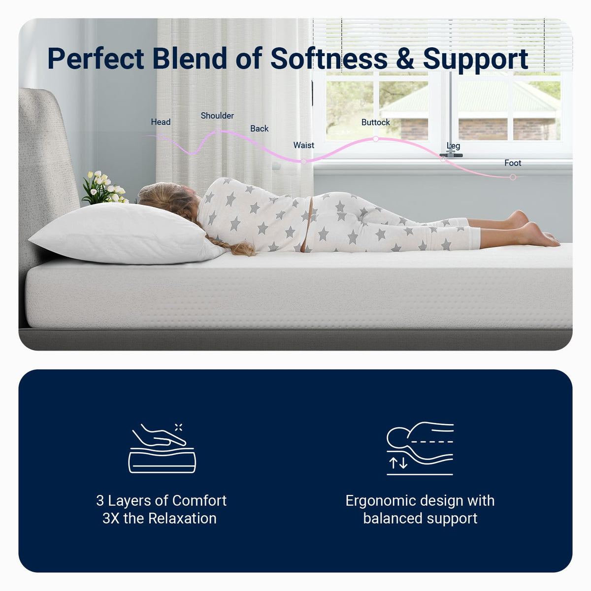 Avenco Colchón Individual, colchón de Cama Individual de 6 Pulgadas para niños, colchones de Espuma viscoelástica de Gel para Enfriar el sueño Nocturno y aliviar la presión, colchones sin Fibra de