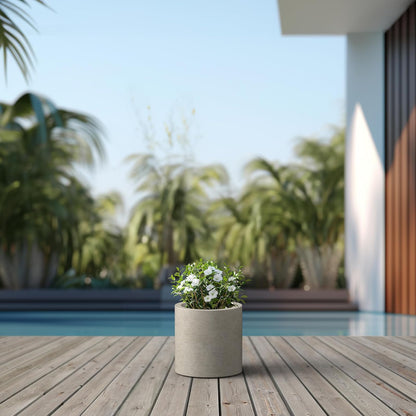 Kante - Maceta Redonda de hormigón de 9.8 Pulgadas de diámetro, Estilo Moderno, Grande, cilíndrica, con Orificio de Drenaje y tapón de Goma para Patio Interior y Exterior, hormigón Desgastado