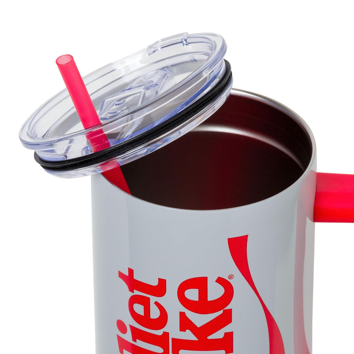 Silver Buffalo Coca Cola Diet Coca Cola Cinta Vertical - Vaso de Acero Inoxidable de 40 onzas con Mango