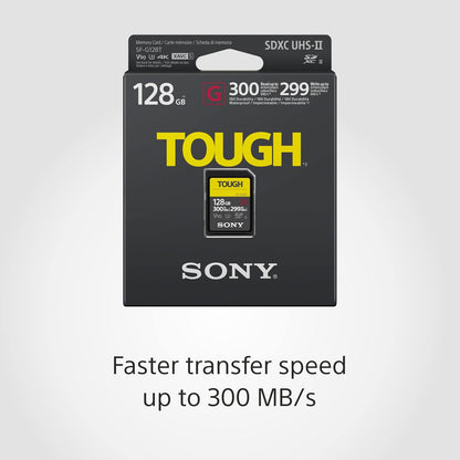 Sony Tough-G Series SDXC UHS-II Tarjeta 128GB, V90, CL10, U3, MAX R300MB/S, W299MB/S (SF-G128T/T1)