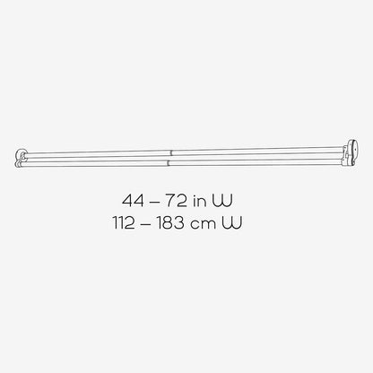 Zenna Home 36602SS, Varilla doble de aluminio para cortina de baño, anticorrosiva, aluminio doble tensión cortina de ducha, de 1.11 m a 1.82 m, cromado