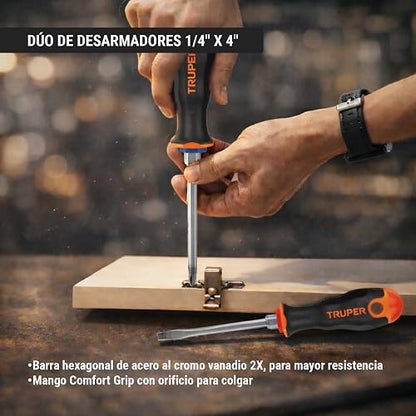TRUPER COMBOR-1/2A7, Combo rotomartillo/destornillador 1/2" 650W con 8 accesorios