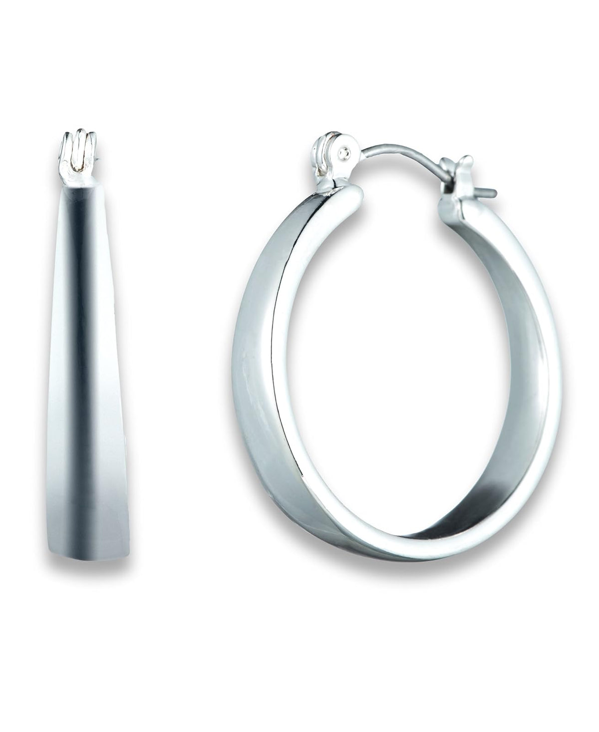Nine West Classics Medium Hoop Earrings for Women, Silver