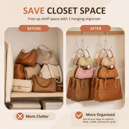 ZEDODIER Organizador para Colgar Bolsos para clóset, 2 Unidades de Soporte para Bolsas Colgantes, manteniendo los Bolsos visibles y en Buenas Condiciones, Gancho de Almacenamiento de Metal para Bolso