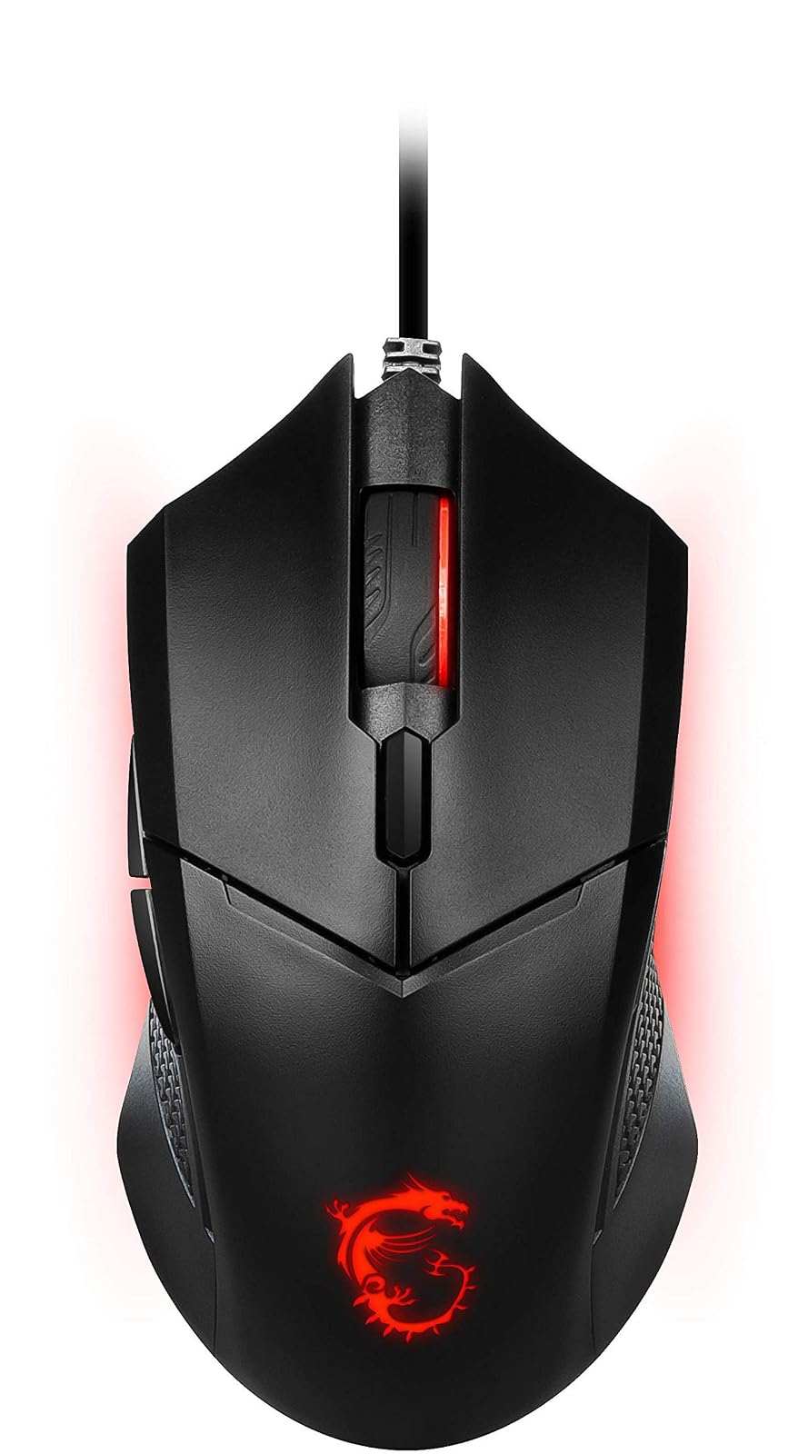MSI Clutch GM08 - Ratón para juegos simétrico USB, LED rojo, sensor óptico PAW 3519 (4200 DPI), conmutador de hasta 10 mln de clics, sistema de pesas modificables, color negro