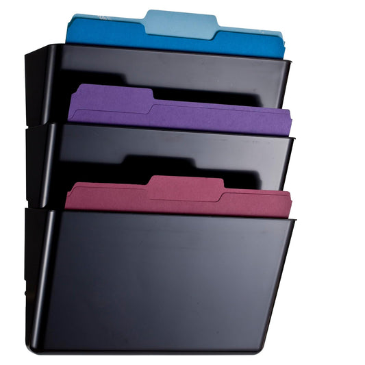 Officemate Letter Size Wall File, Recycled, Black, Set of 3 (26092)