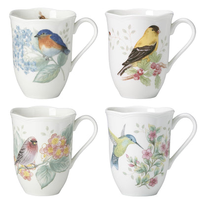 Lenox Vajilla Butterfly Meadow Flutter de Porcelana - Juego de 4 Tazas