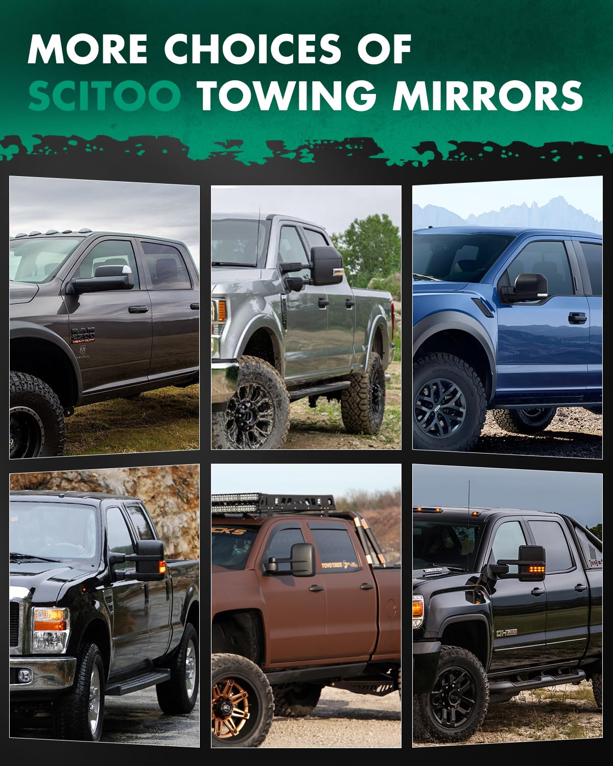 SCITOO Compatible con Ford F150 espejo de remolque reflector con luces de charco, espejo retrovisor negro compatible con Ford F150 2004-2014 para Ford F150 con señal de giro, control de potencia calentado, plegado manual (lado del conductor)