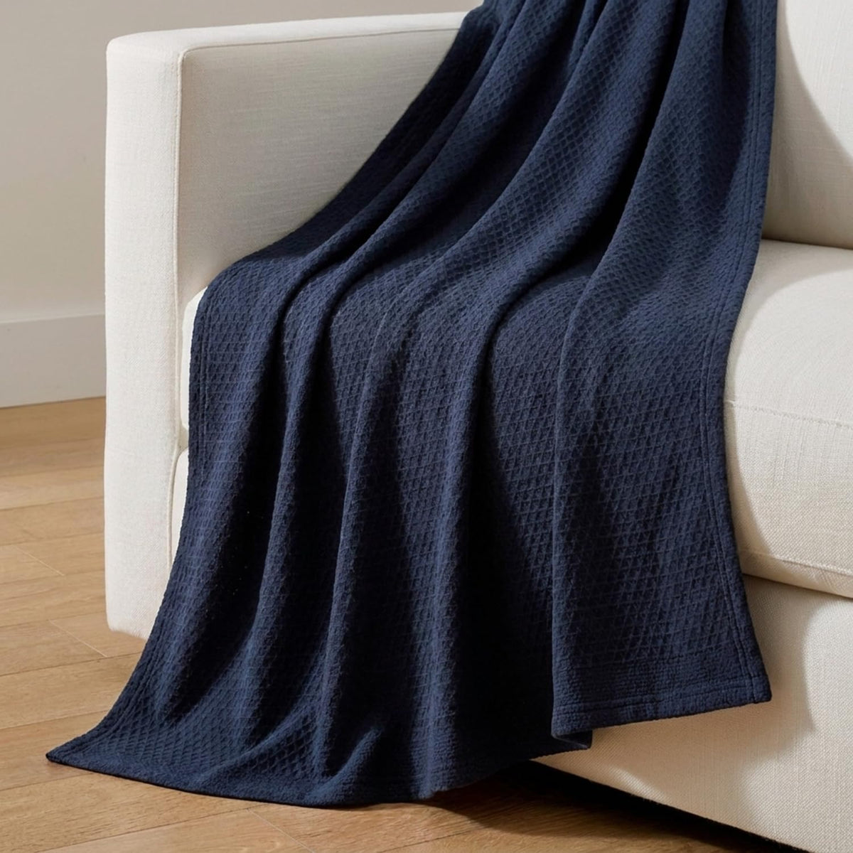 Nautica Baird Navy Cotton Blanket, Full/Queen