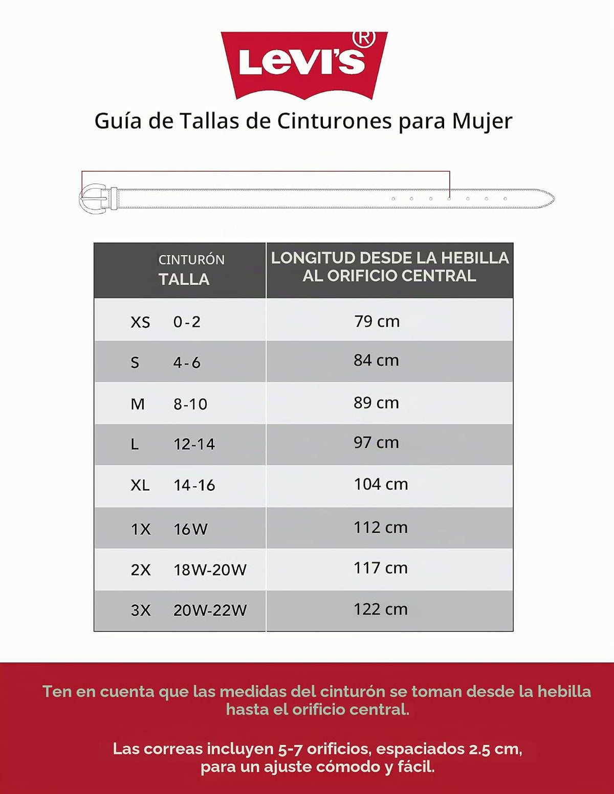 Levi's Cinturón de cuero informal. Cinturn para Mujer