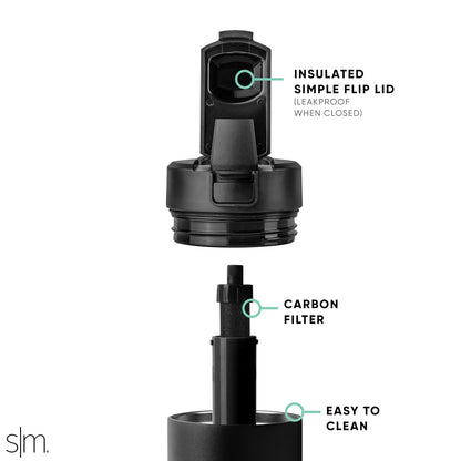 Simple Modern - Botella de agua filtrada | Filtro de carbono aislado de acero inoxidable botellas de agua de viaje | Reutilizable para agua potable limpia sobre la marcha | 34 onzas, Mauve Me